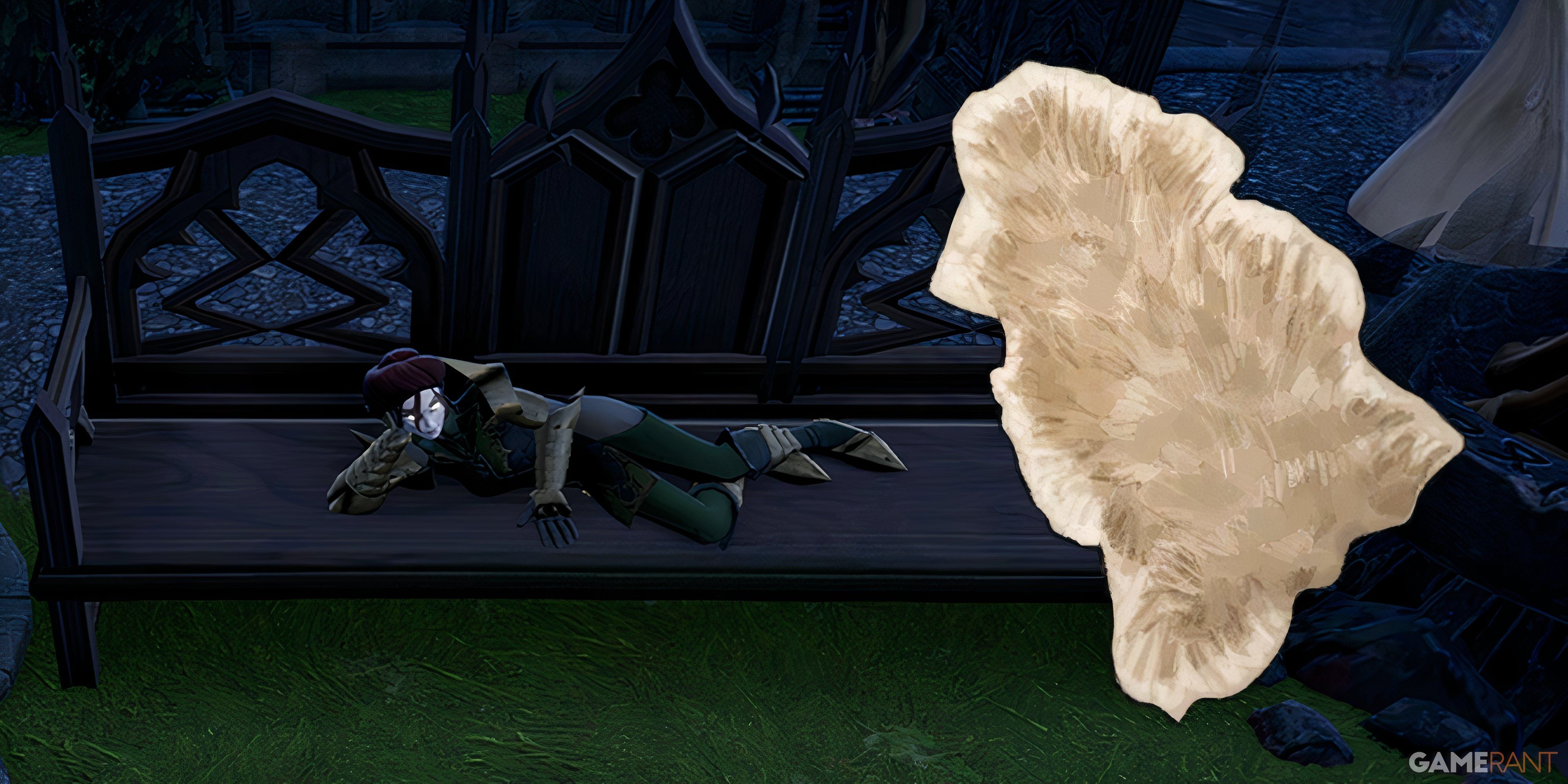 an image of a vampire lying on a bench alongside Pristine Hide