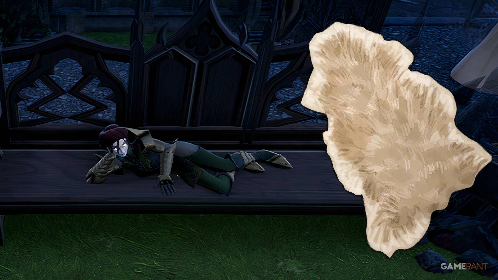 an image of a vampire lying on a bench alongside Pristine Hide