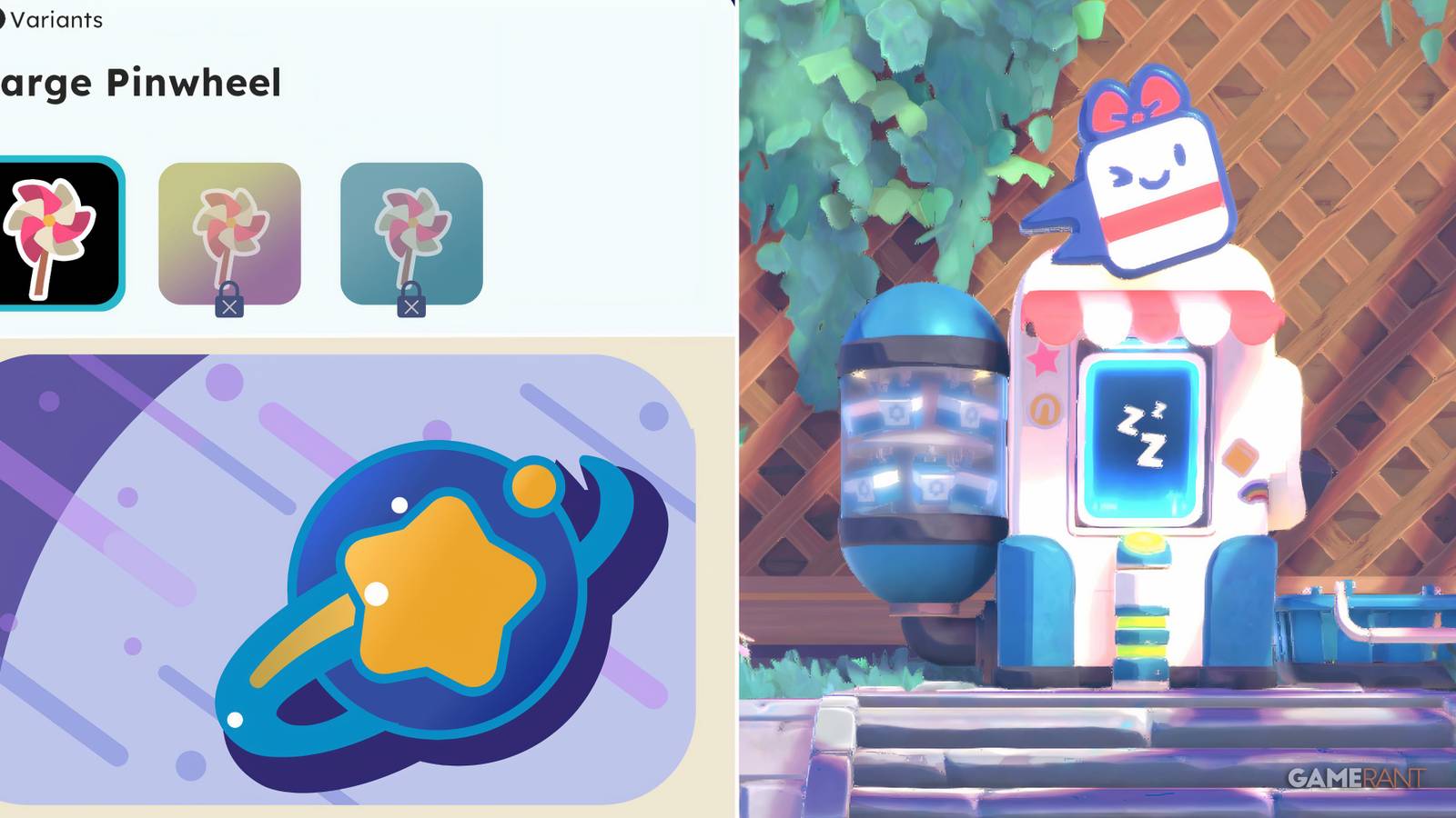 The Pronto Mart Kiosk depicted next to the symbol for Polestar Provisions and a list of variants for the large pinwheel