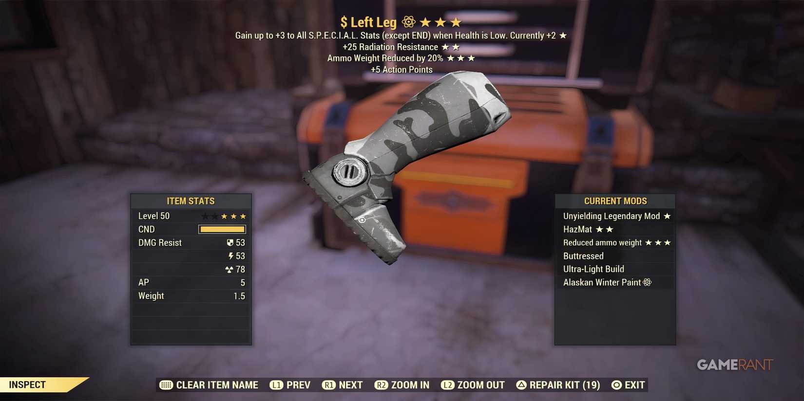 Unyielding Leg in Fallout 76
