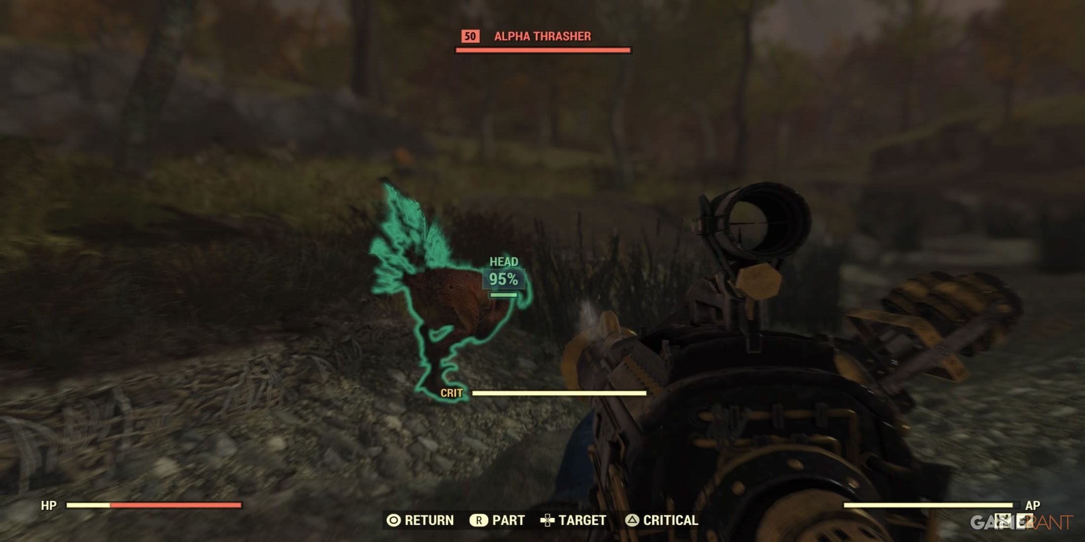 Using VATS On An Alpha Thrasher in Fallout 76