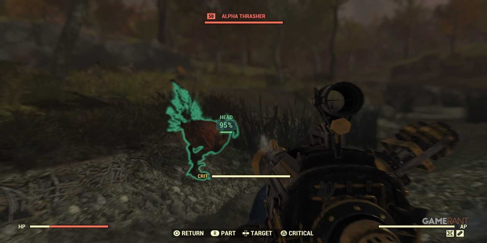 Using VATS On An Alpha Thrasher in Fallout 76