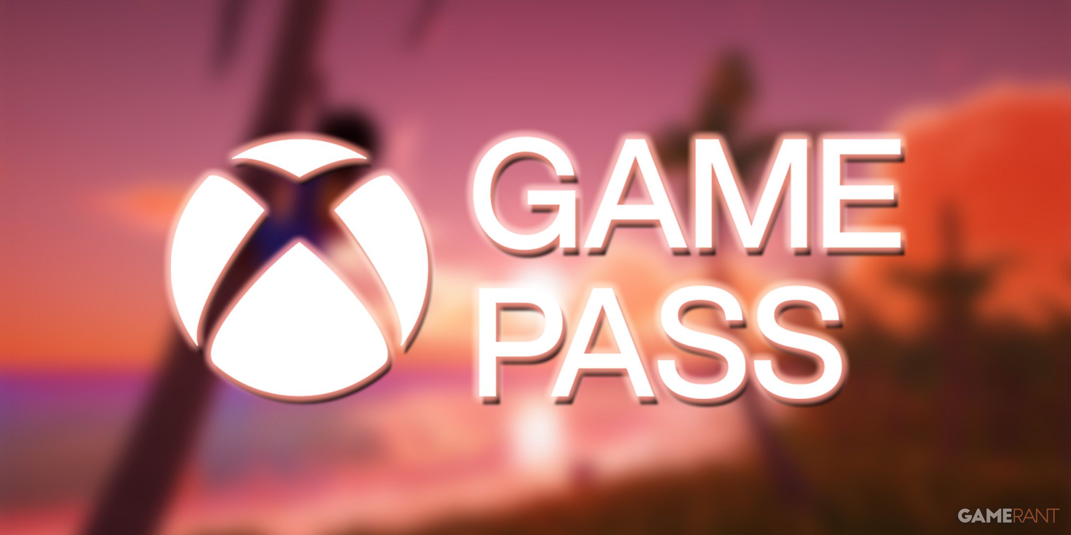 White Xbox Game Pass logo on blurred Tchia promo screenshot