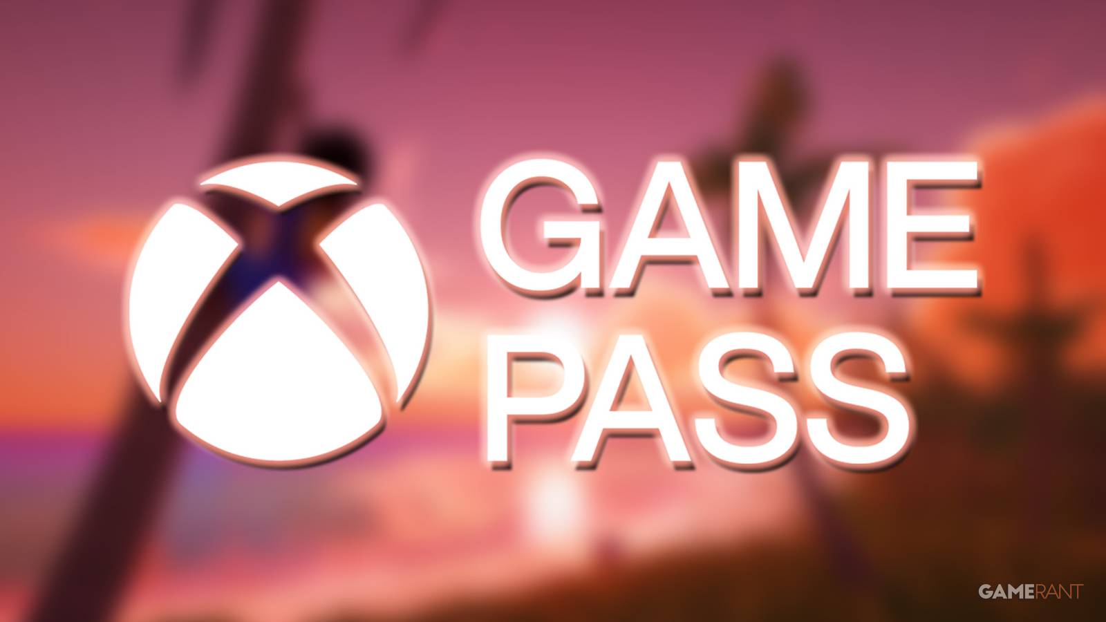White Xbox Game Pass logo on blurred Tchia promo screenshot
