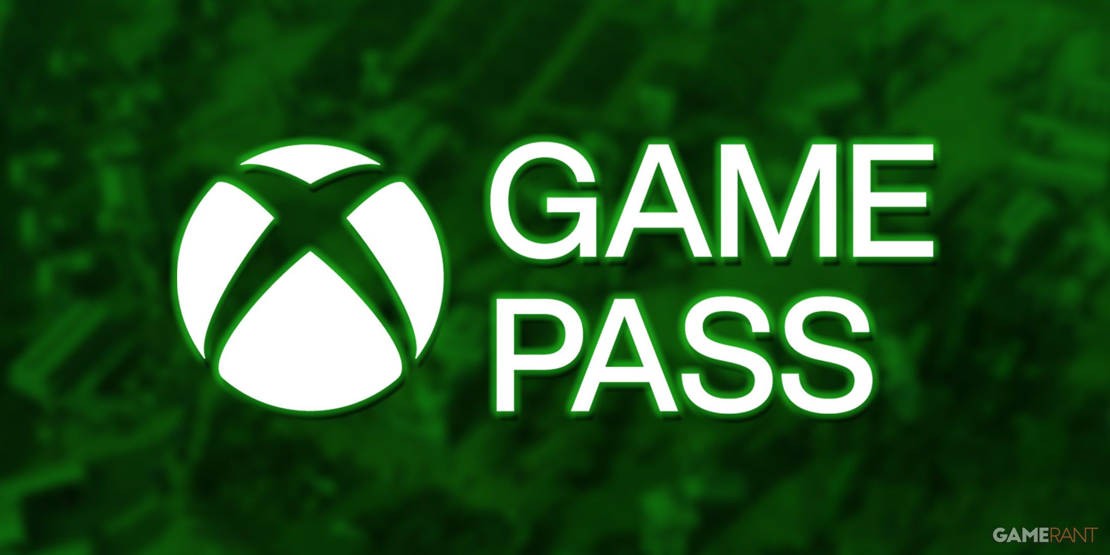 white Xbox Game Pass logo on green-tinted blurred Age of Mythology Retold promo screenshot