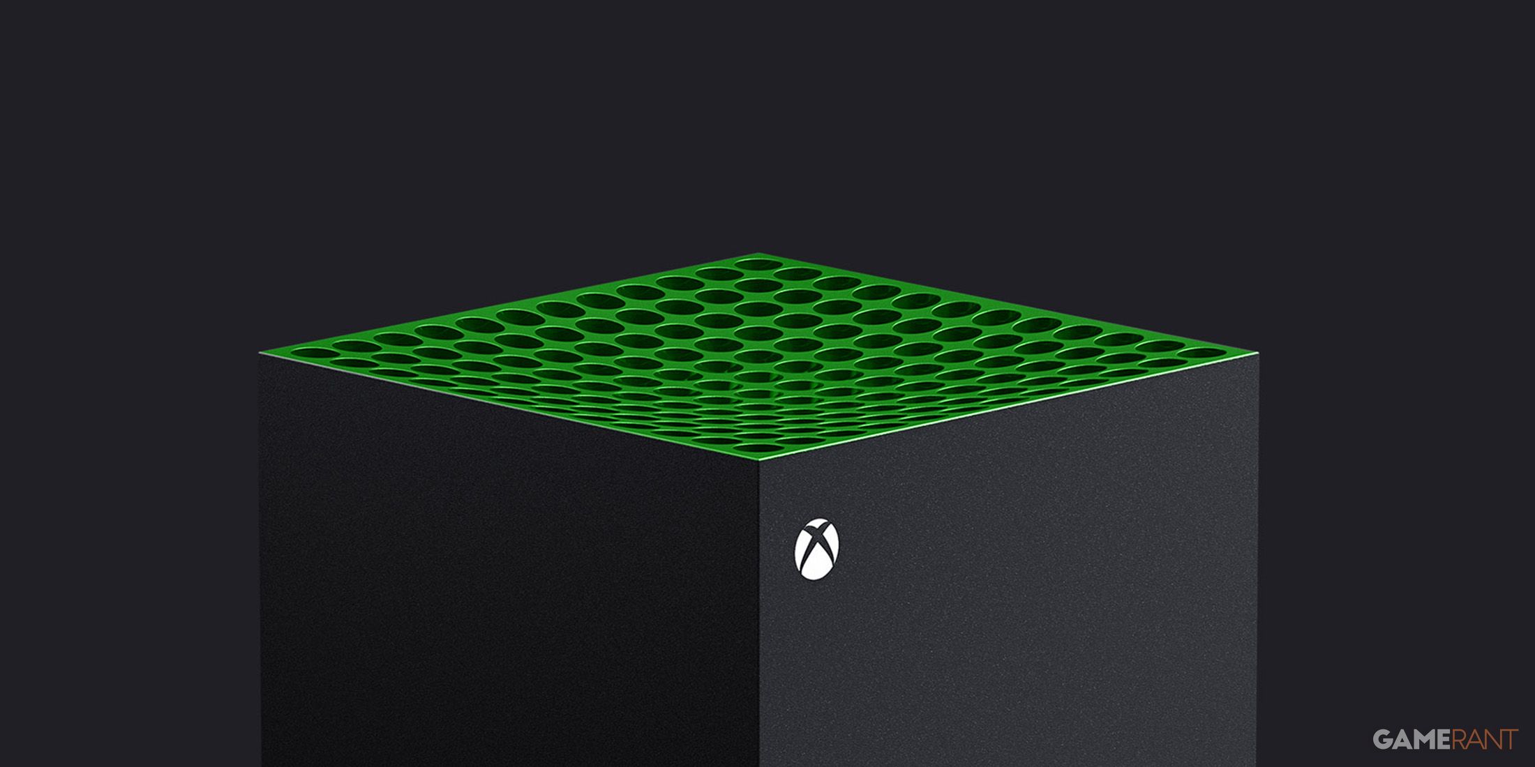 Xbox Series X top side with green cooling vent grill edit