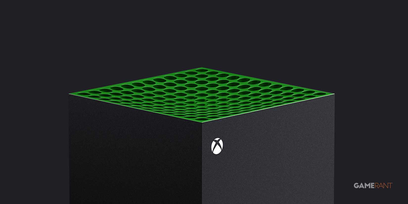 Xbox Series X top side with green cooling vent grill edit