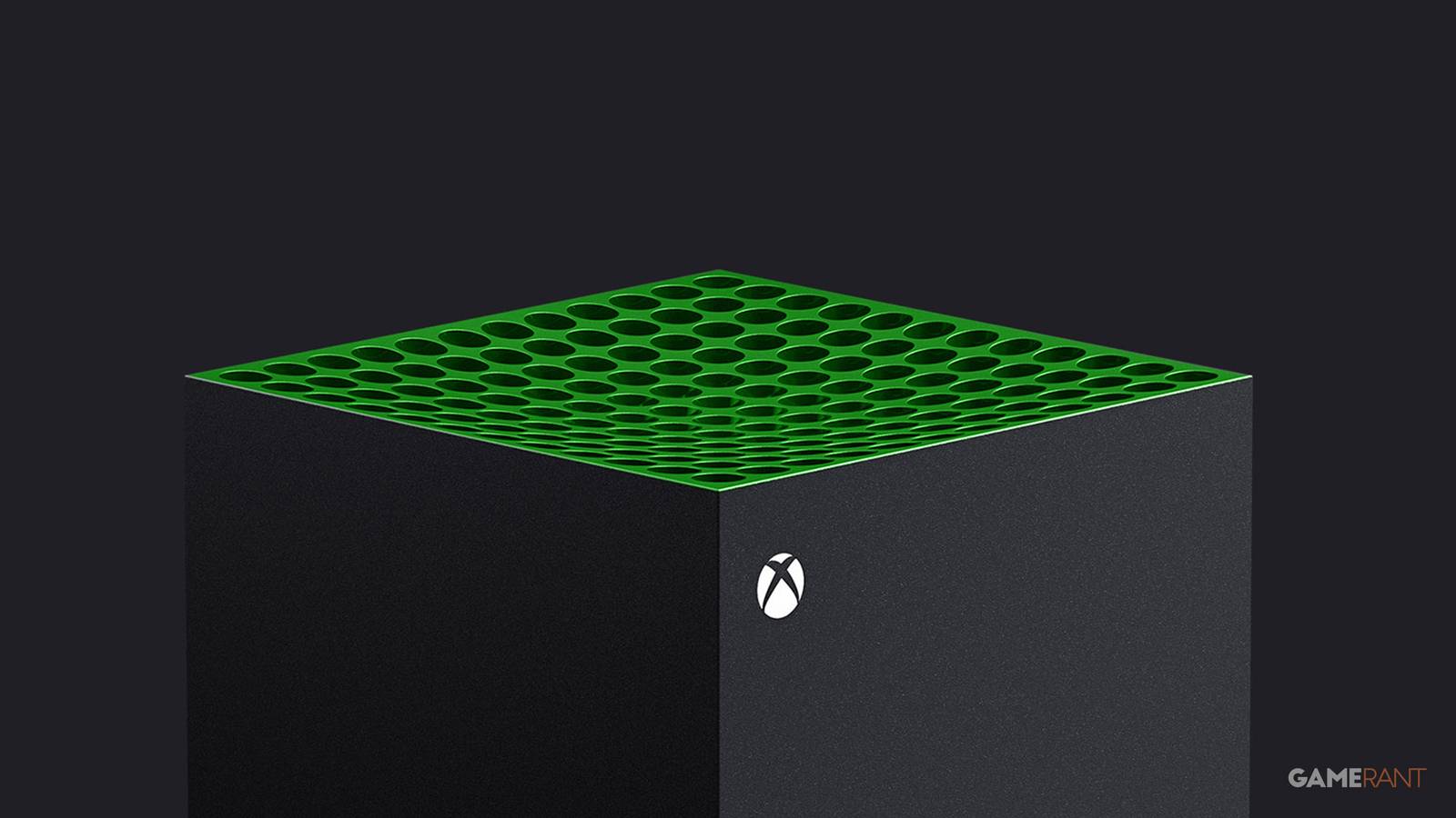 Xbox Series X top side with green cooling vent grill edit