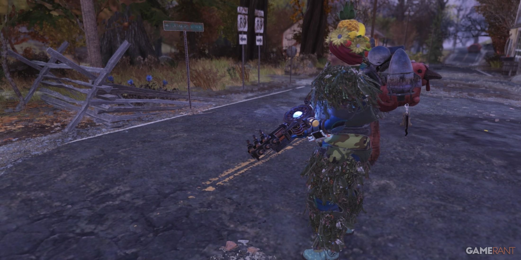 A Player Holding A Tesla Rifle in Fallout 76