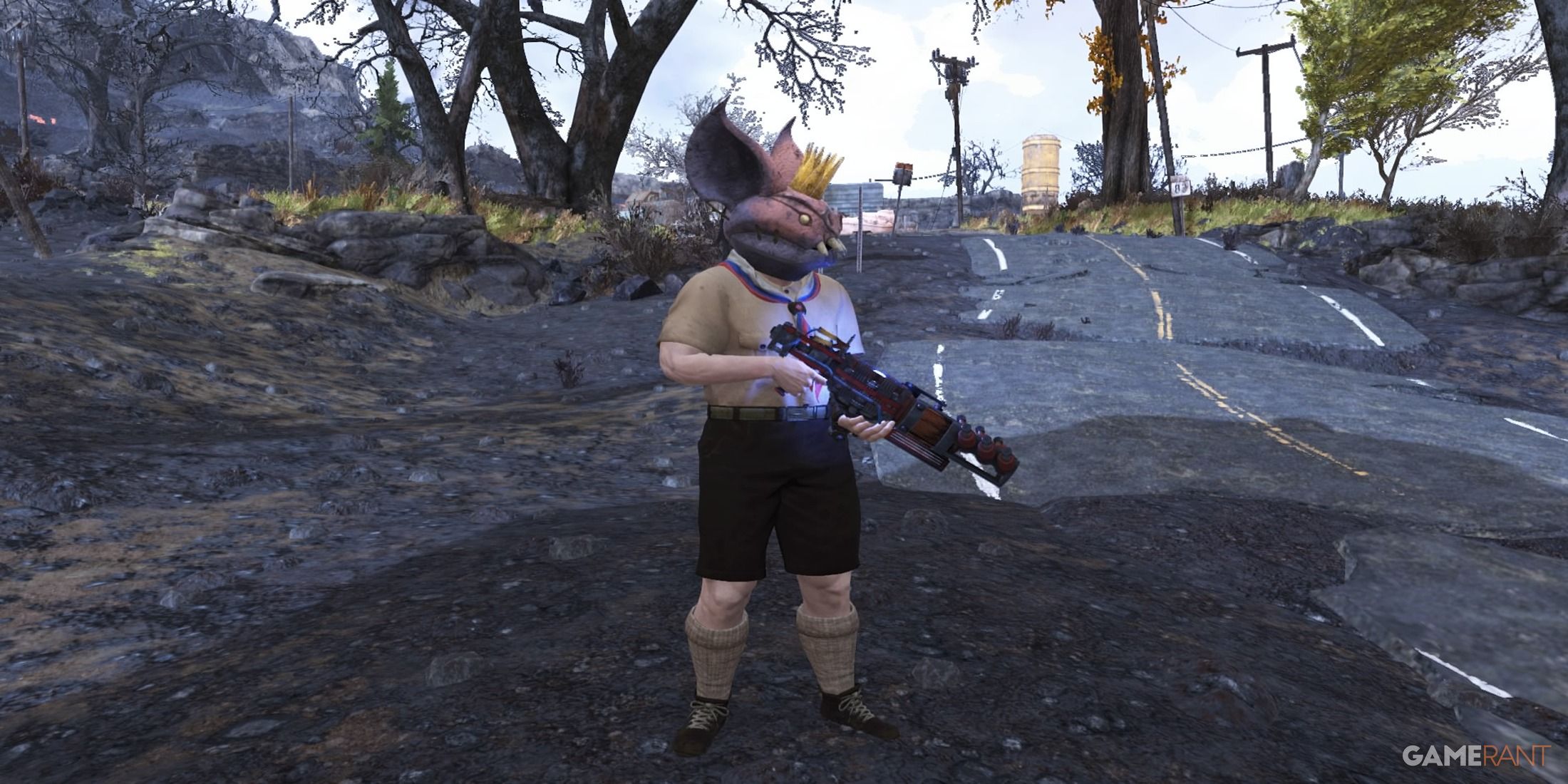 A Player Holding The V63-BERTHA in Fallout 76