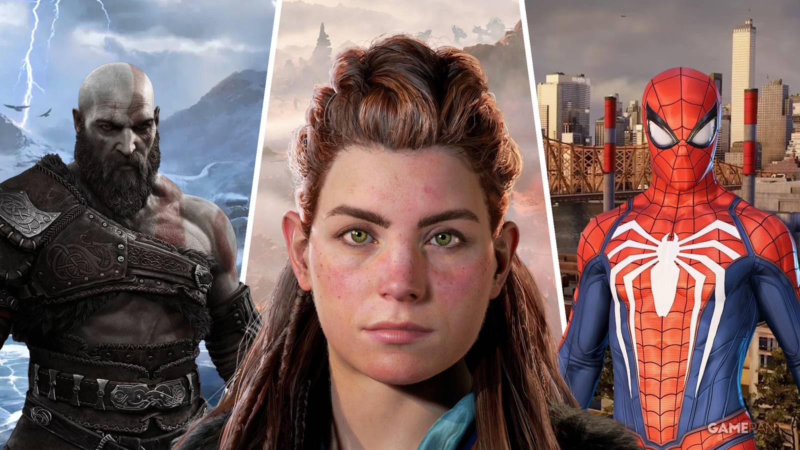 Kratos, Aloy, and Peter Parker