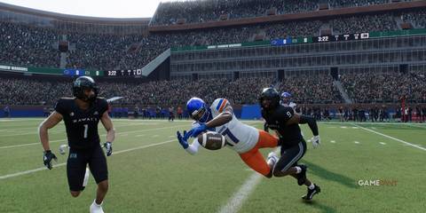 Boise State player diving for a touchdown in College Football 25