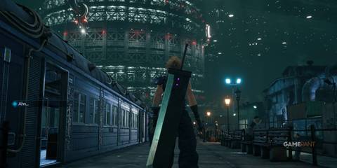 Cloud Strife looking walking in Midgar streets, Final Fantasy 7 Remake