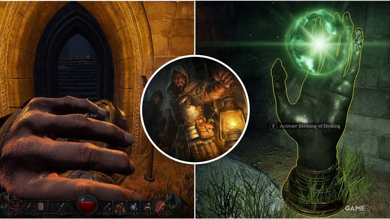 Featured image for Dungeonborne showcasing healing potion consumption and the Blessing of Healing.