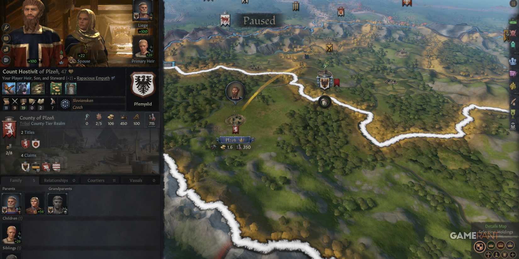 Count Hostivit of Plzeň and his spouse lead their realm in Crusader Kings 3