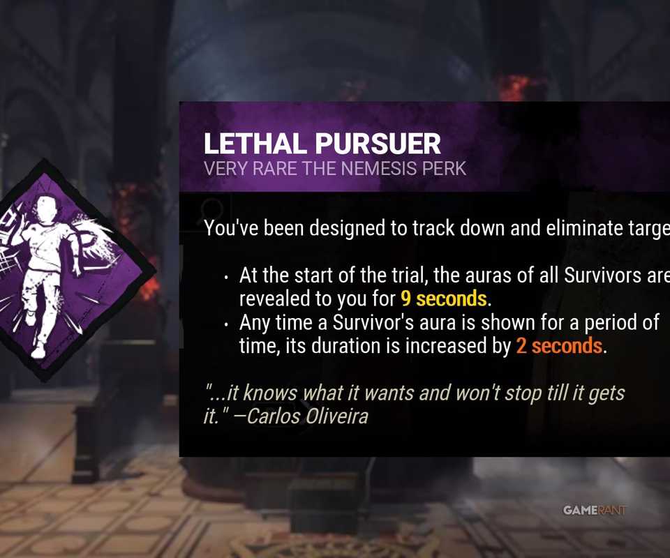 dead by daylight perk description lethal pursuer