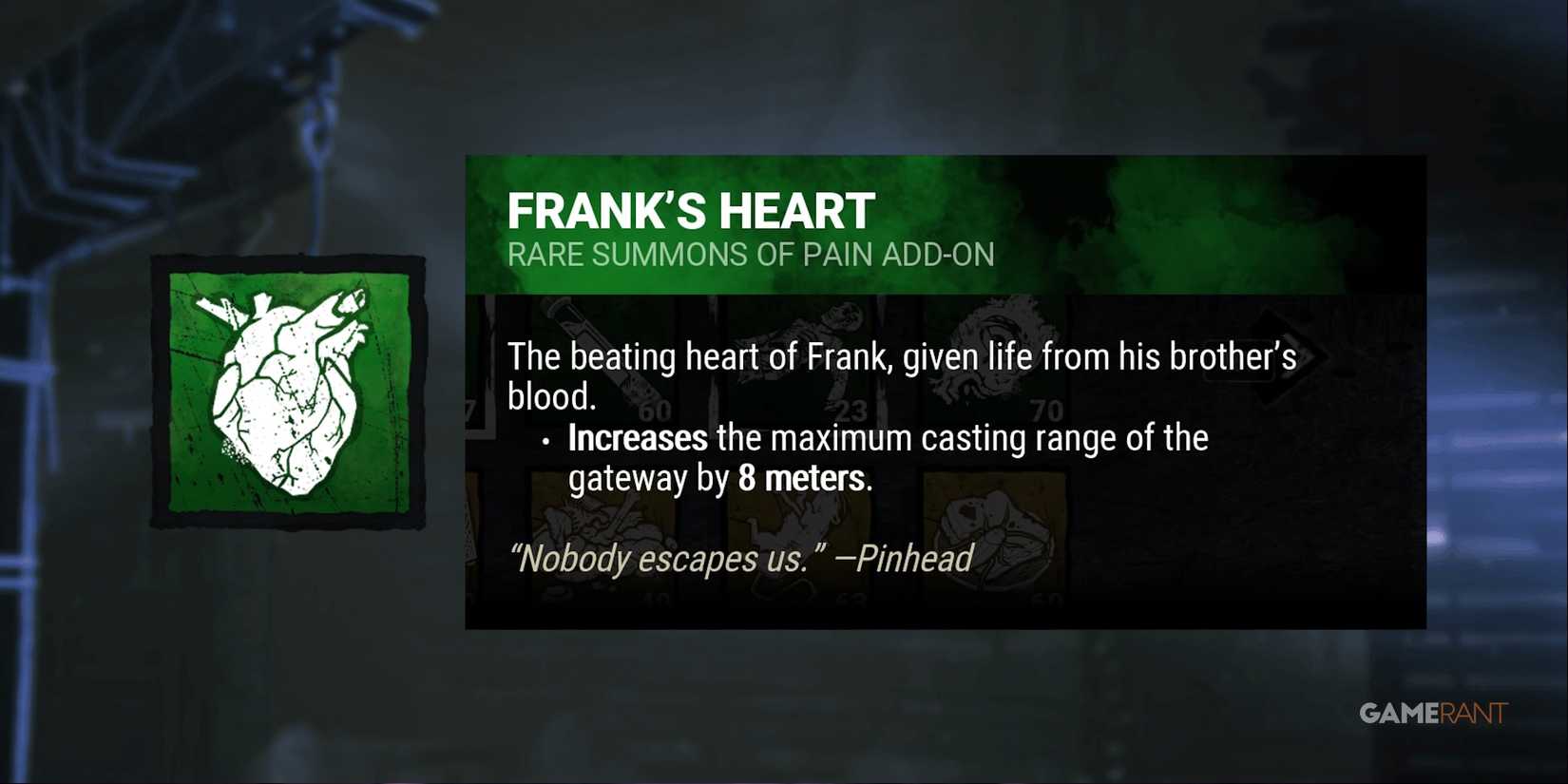 dead by daylight the cenobite frank's heart addon