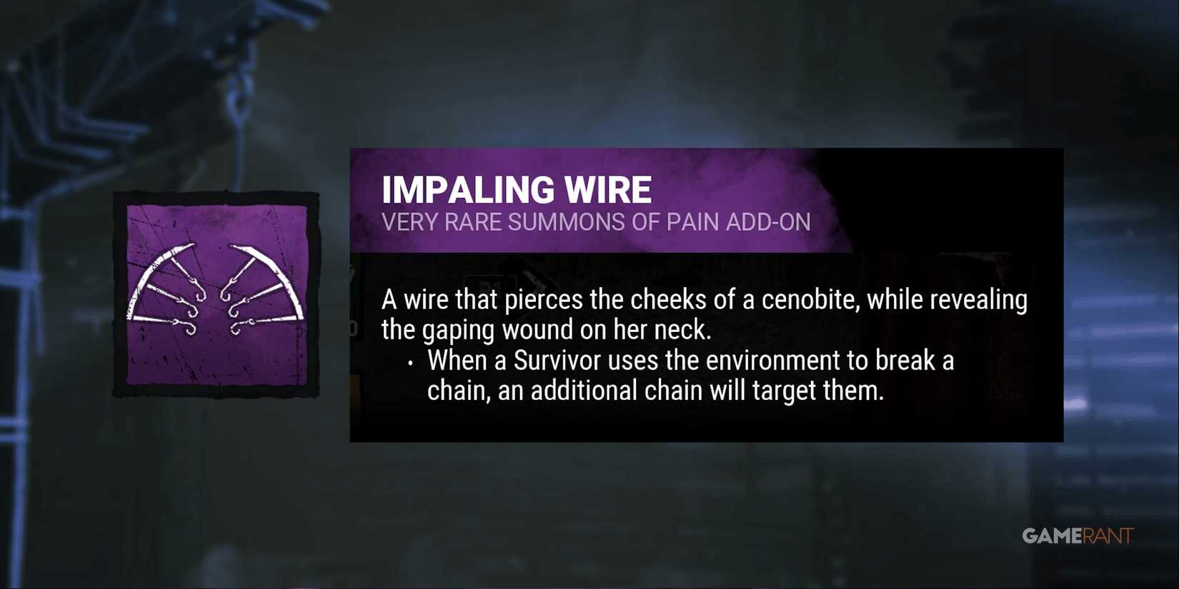 dead by daylight the cenobite impaling wire addon
