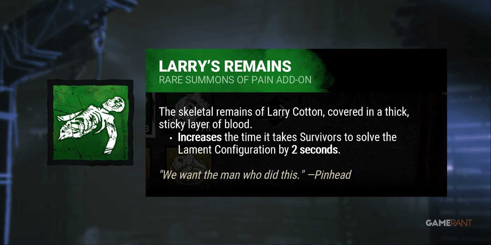 dead by daylight the cenobite larry's remains addon