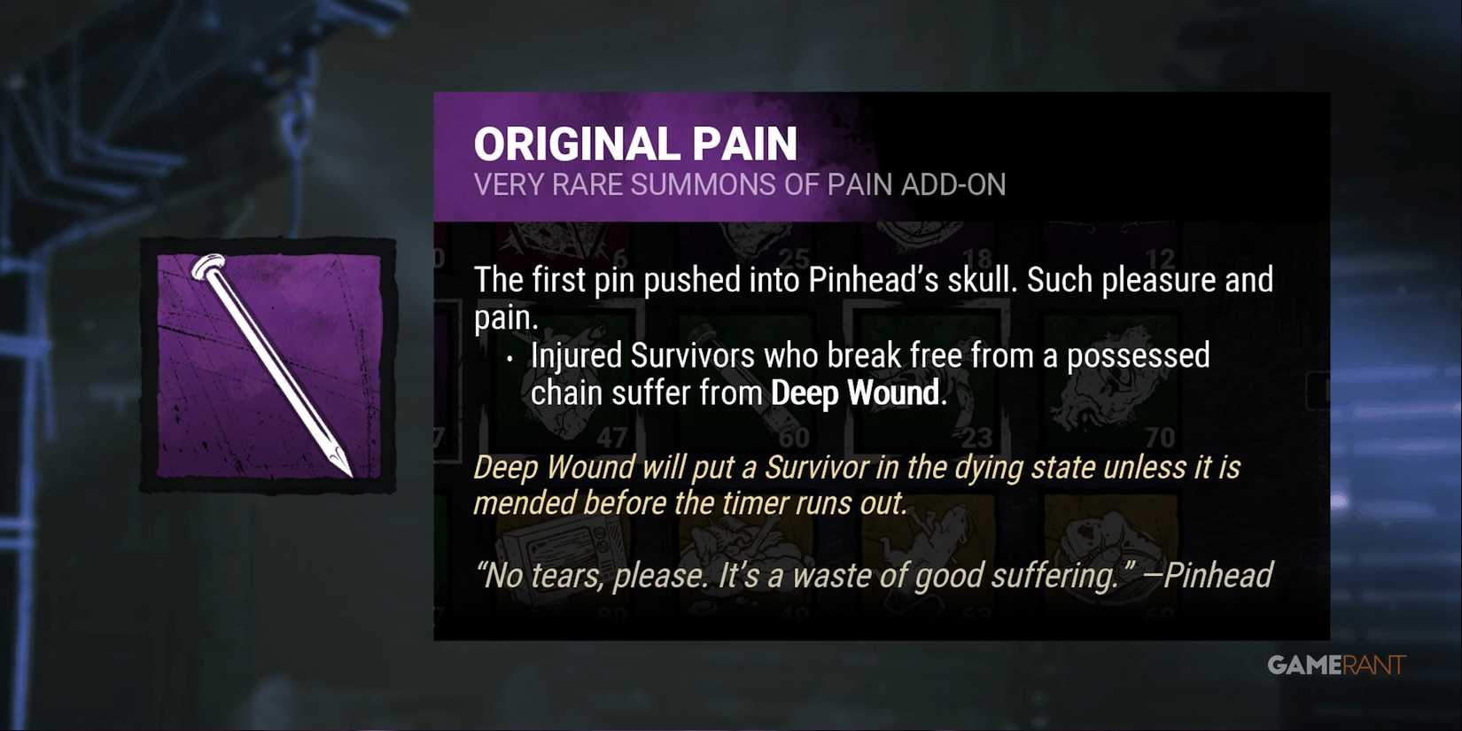 dead by daylight the cenobite original pain addon