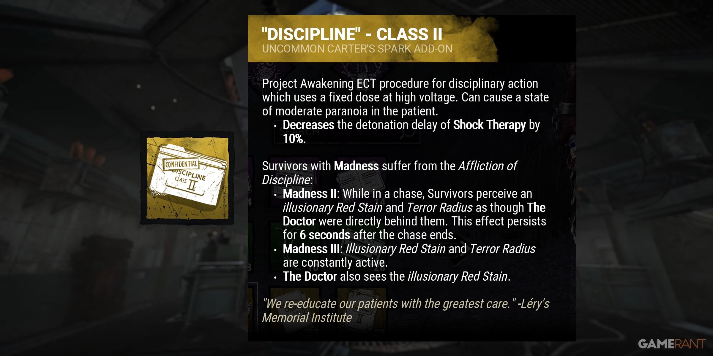 dead by daylight the doctor discipline class ii addon