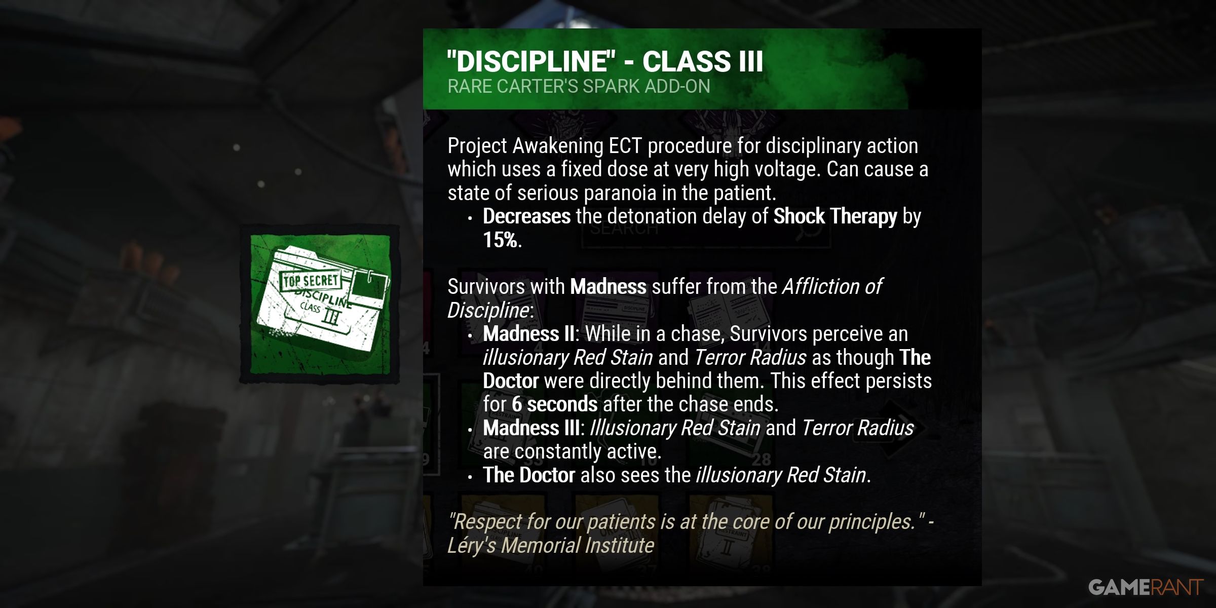 dead by daylight the doctor discipline class iii addon