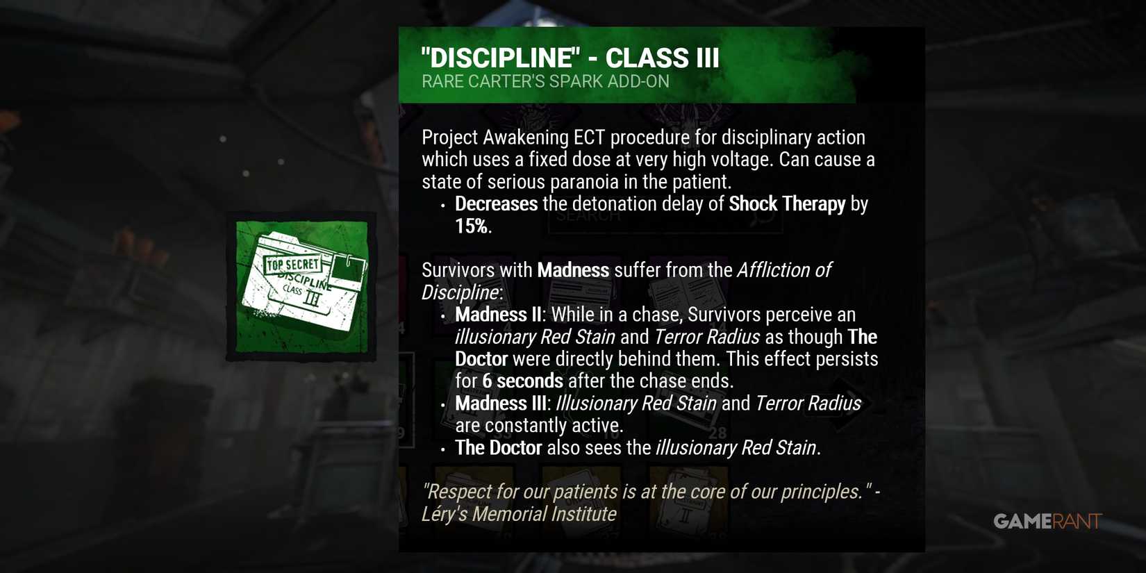 dead by daylight the doctor discipline class iii addon