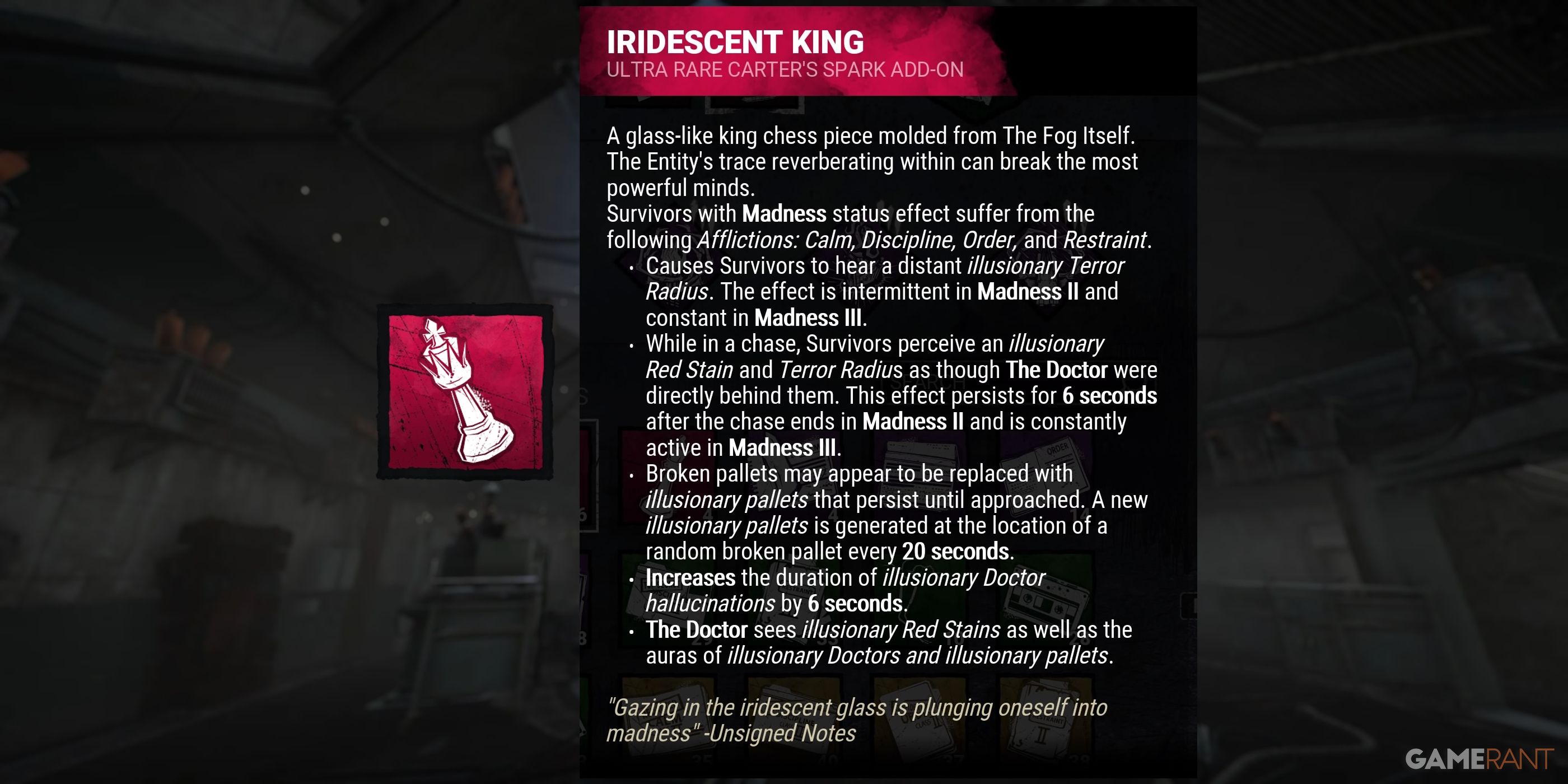 dead by daylight the doctor iridescent king addon