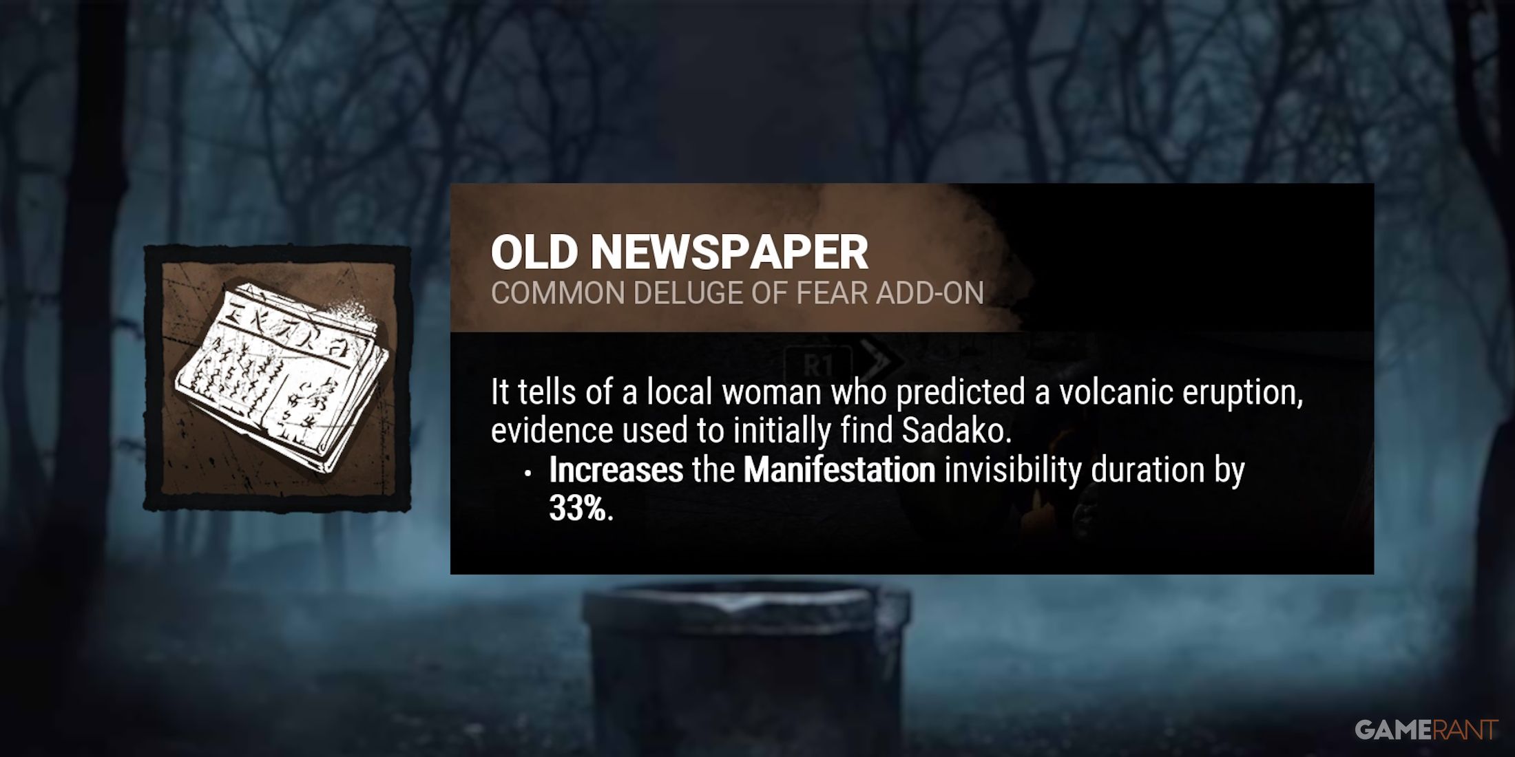 dead by daylight the onryo old newspaper add-on
