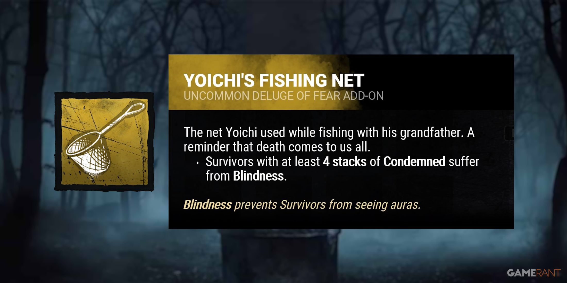 dead by daylight the onryo yoichi's fishing net add-on