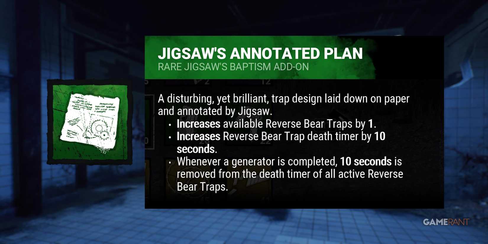 dead by daylight the pig jigsaw's annotated plan addon