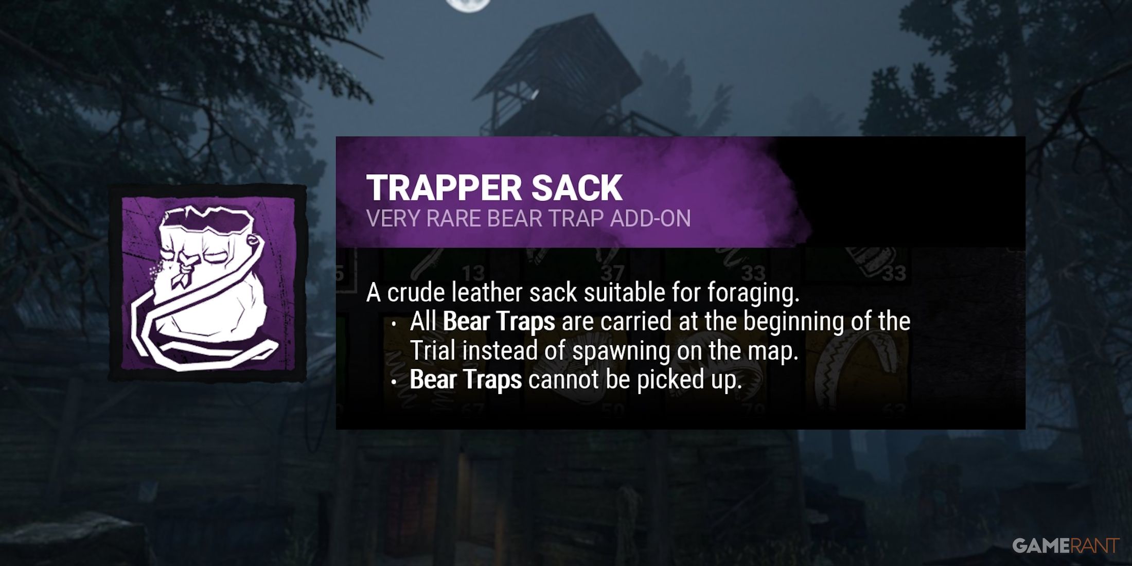 dead by daylight the trapper trapper sack addon