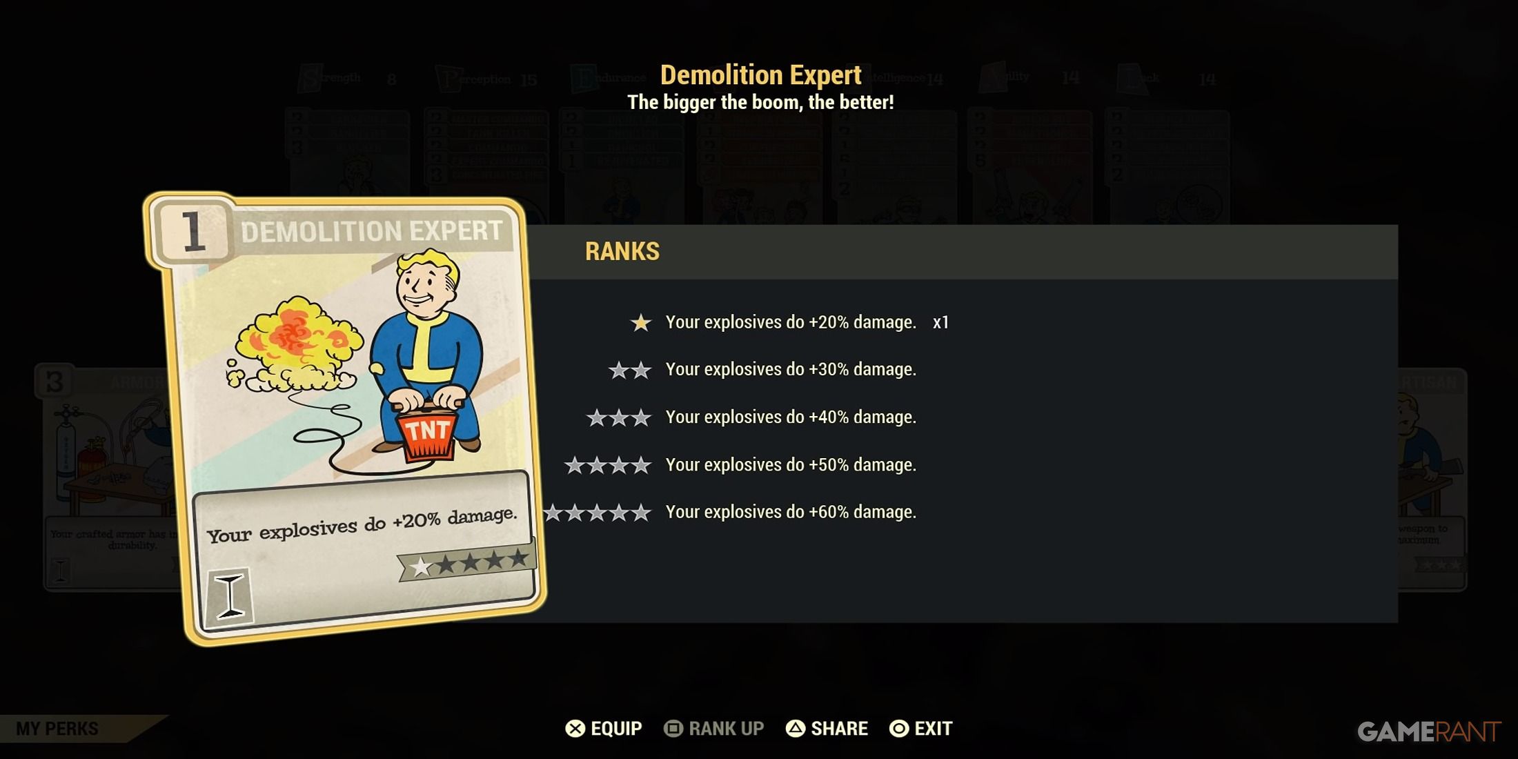 Demolition Expert Perk in Fallout 76