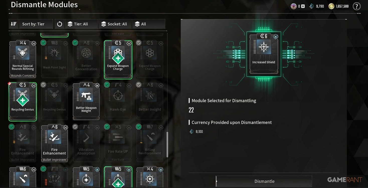 dismantle modules first descendant