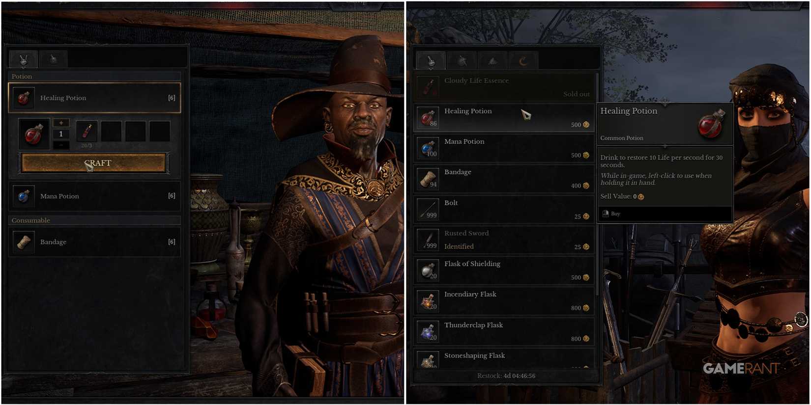 Dungeonborne - Crafting and Purchasing Healing Items