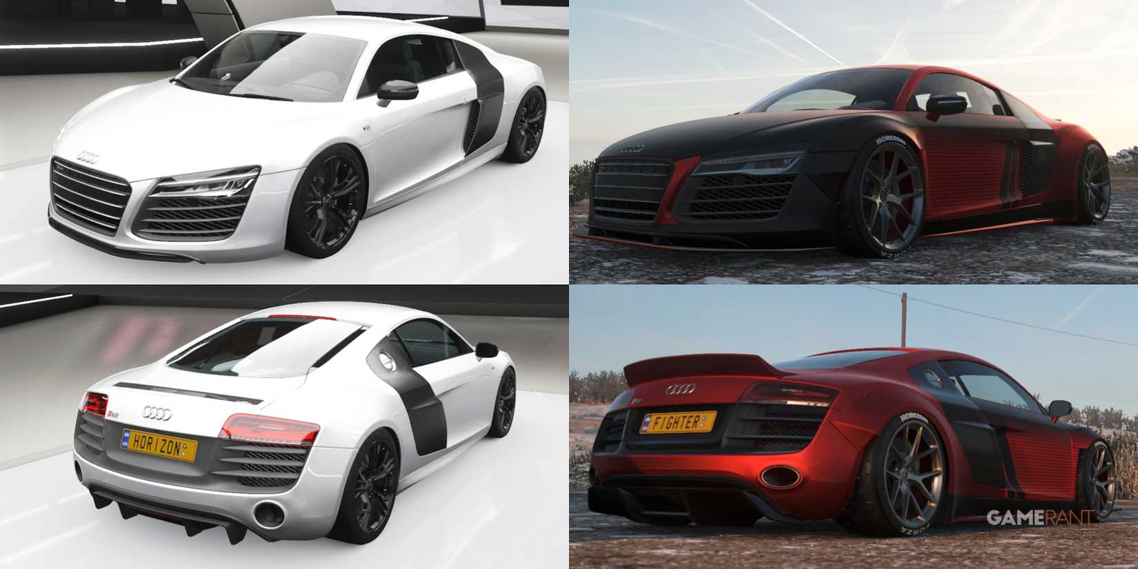 Forza Horizon 4 Audi R8 Coupé V10 Plus 5.2 FSI Quattro 2013 LB Works Widebody Kit Comparison