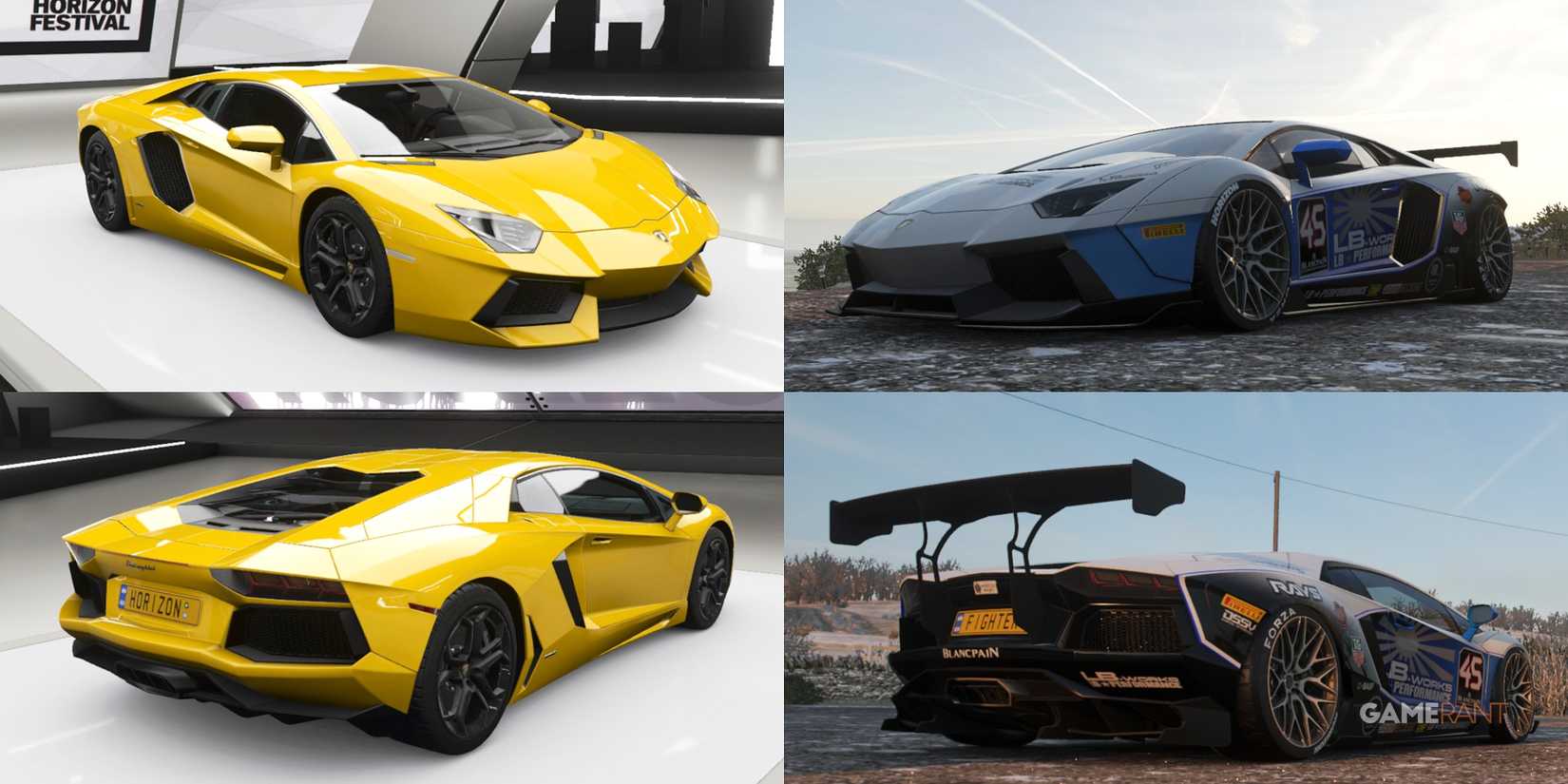 Forza Horizon 4 Lamborghini Aventador LP700-4 2012 LB Works Widebody Kit Comparison
