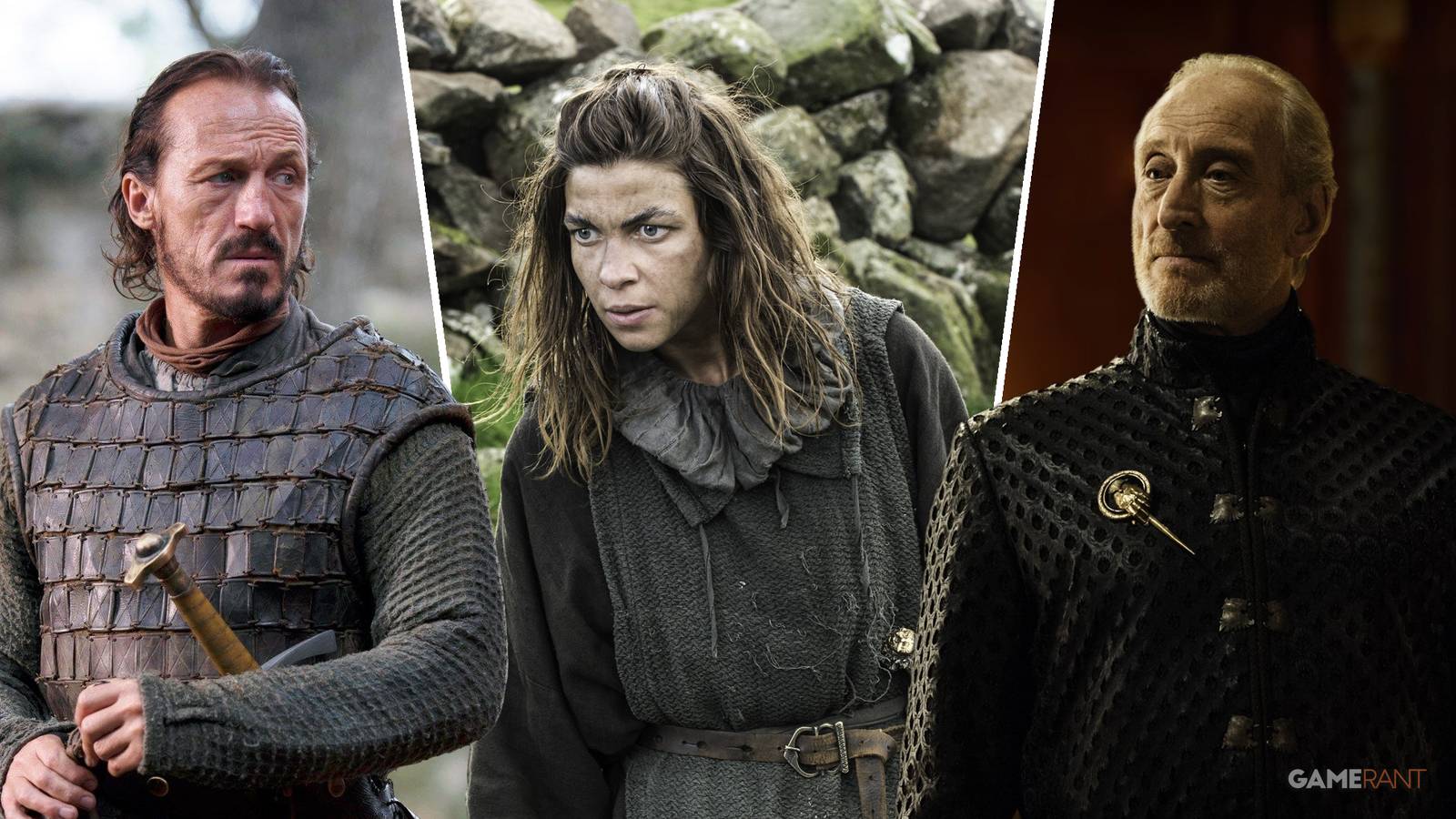 Bronn, Osha, and Tywin from Game of Thrones