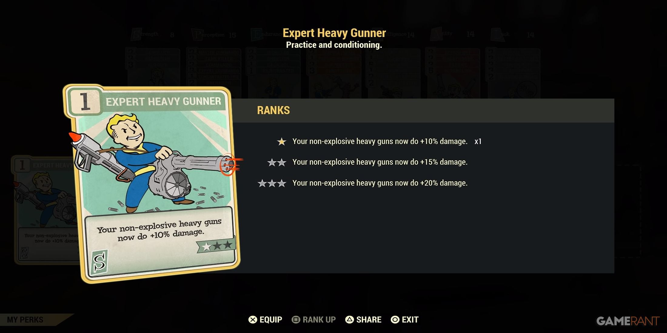 Heavy Weapon Perk in Fallout 76