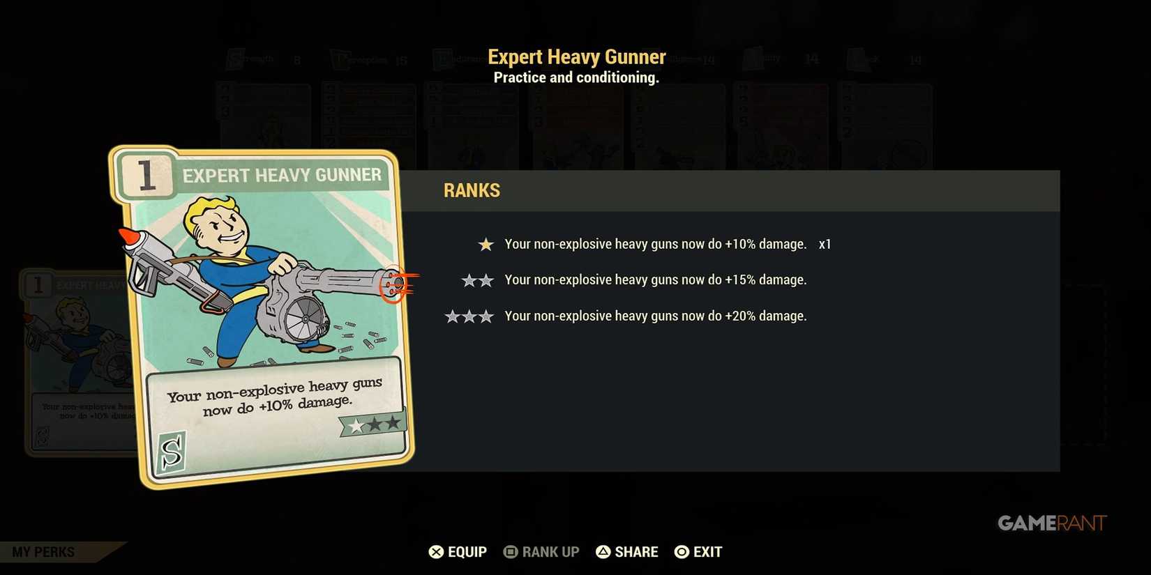 Heavy Weapon Perk in Fallout 76