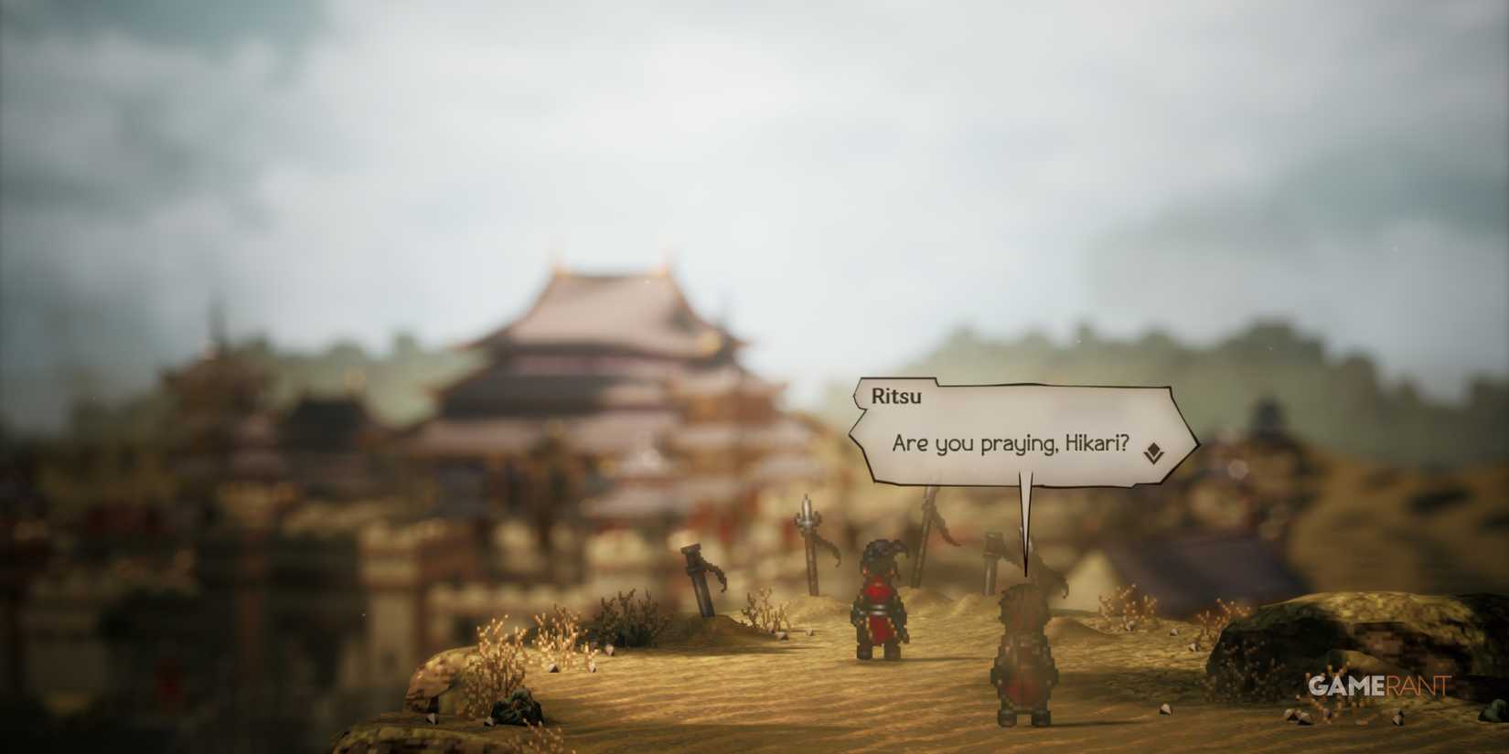 Hikari and Ritsu talking in Octopath Traveler 2