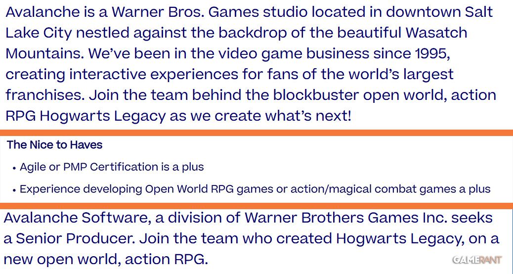 Hogwarts Legacy 2 Job Listings Hints Avalanche Software