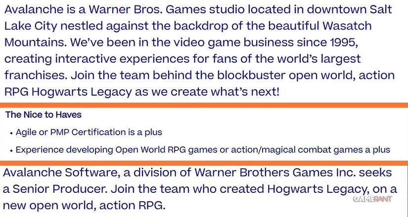Hogwarts Legacy 2 Job Listings Hints Avalanche Software