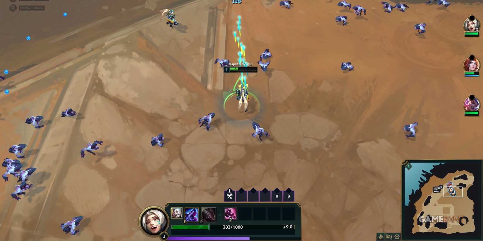 Jinx exploring map in League of Legends Swarm Mode