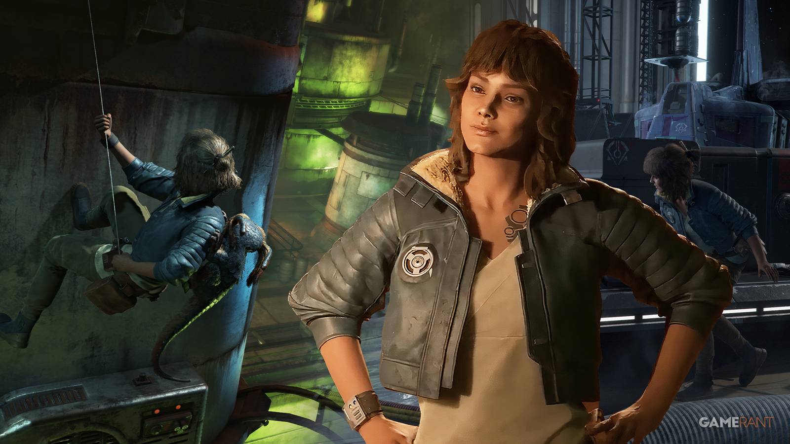 Kay Vess from Star Wars Outlaws with her hands on hips