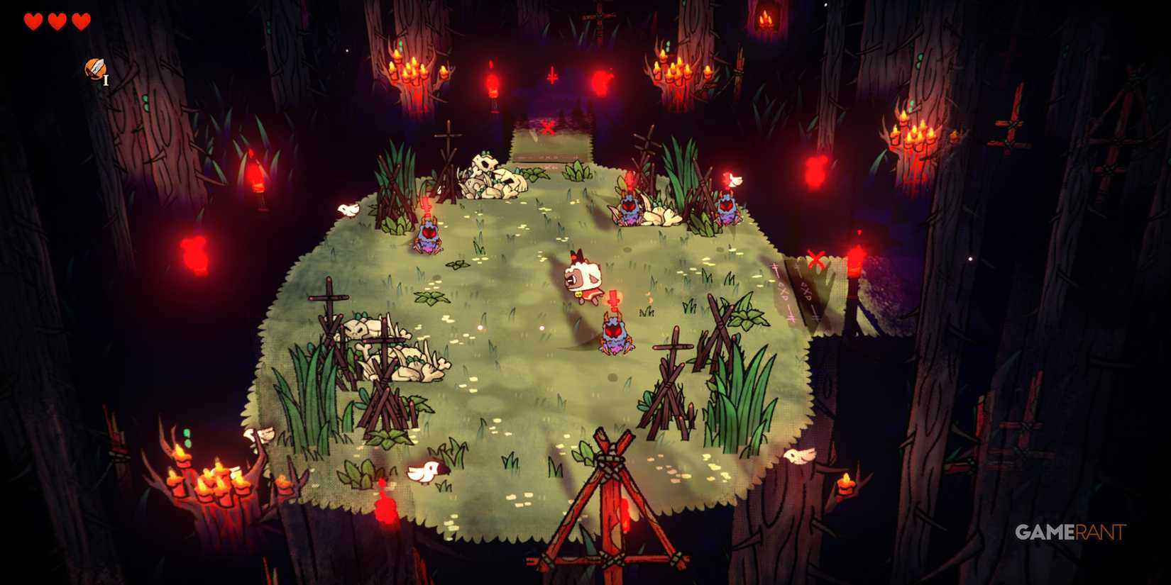Lamb fight enemies in Cult of The Lamb
