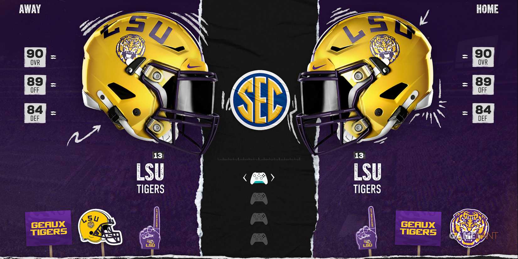LSU Tigers team helmets in EA College Football 25