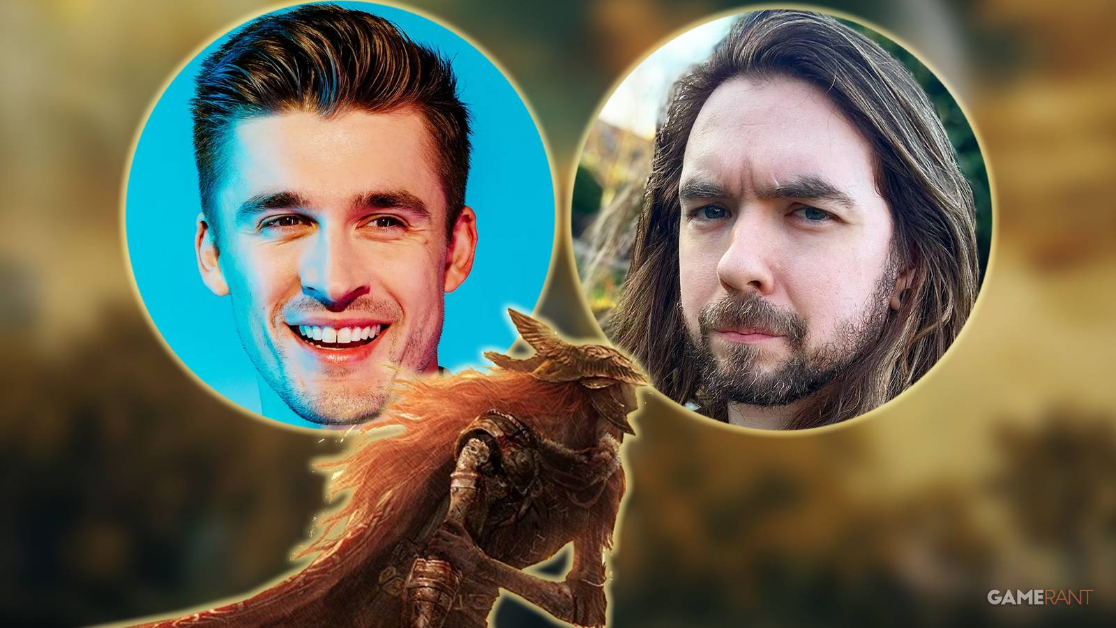 Ludwig and jacksepticeye portraits with Elden Ring Malenia composite