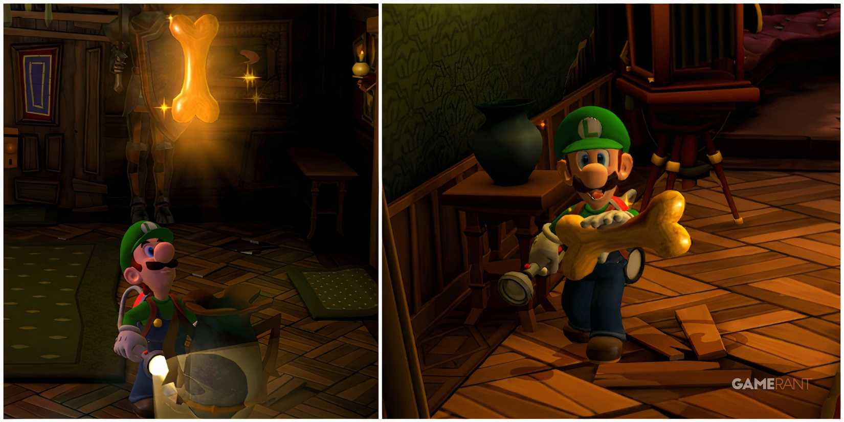 luigi finds gold bones in gloomy manor