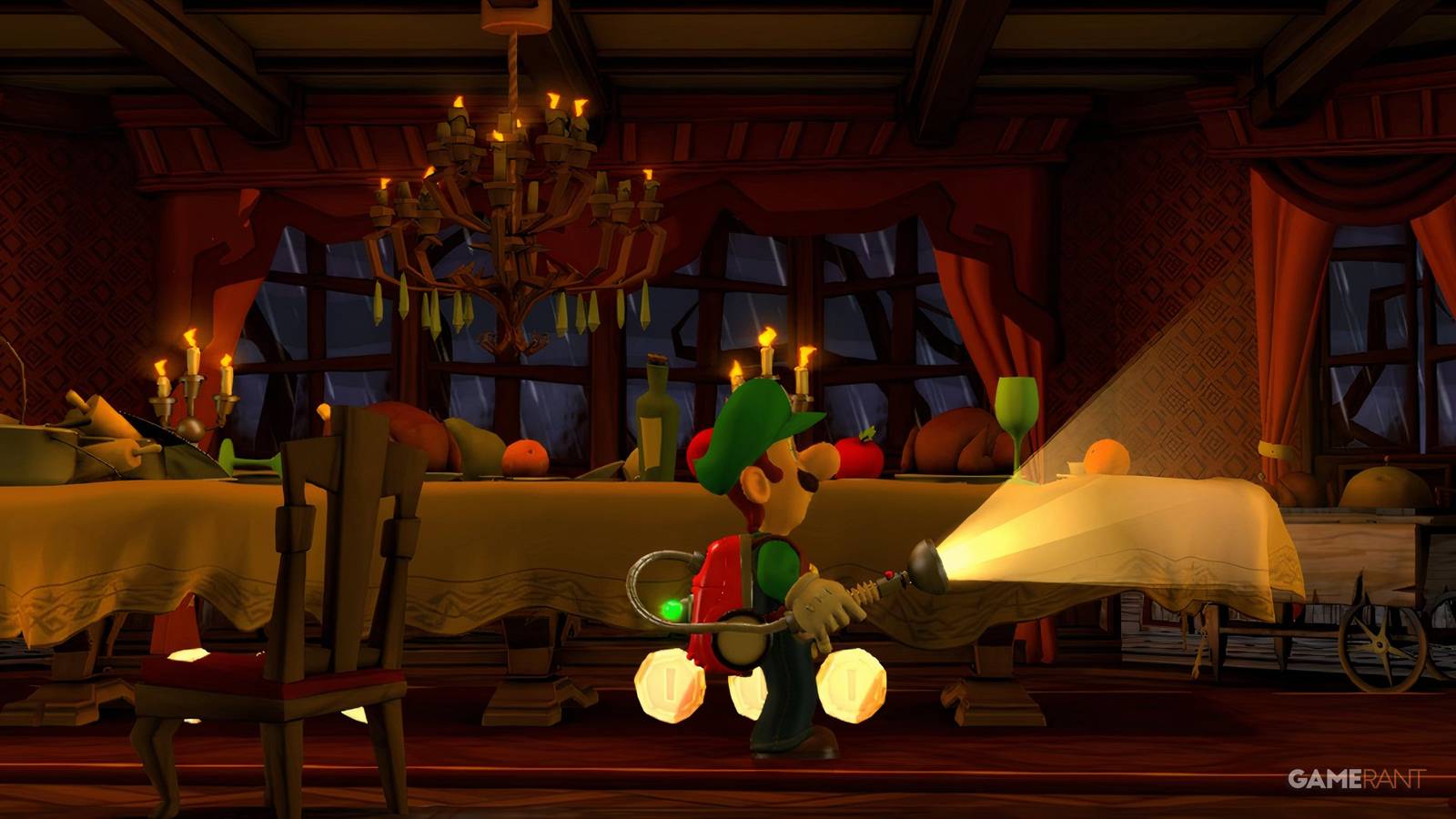 luigi standing in the dining room